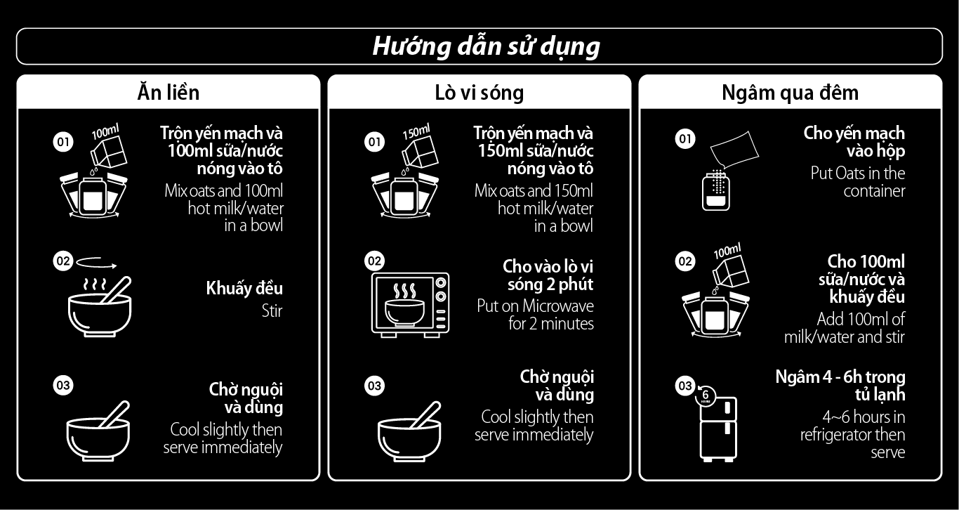 Hướng dẫn sử dụng yến mạch Black Rumor